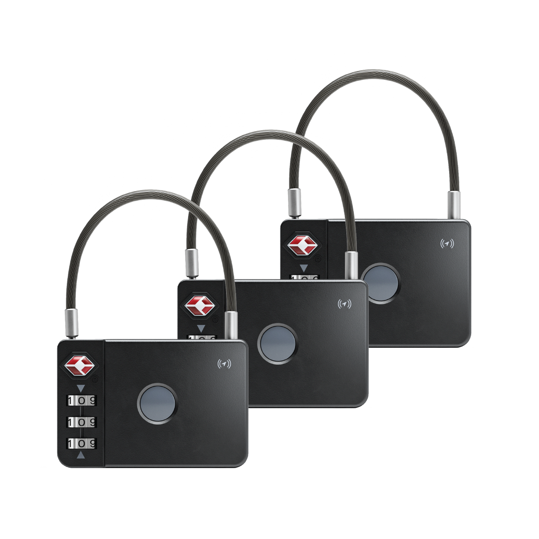 MiLock - TSA Certified Trackable Luggage Lock  (Black) - 3 Pack